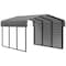 Arrow Storage Products Galvanized Steel Carport, W/ 1-Sided Enclosure, Compact Car Metal Carport Kit, 10'x15'x7', Charcoal CPHC101507ECL1 - alternate 1